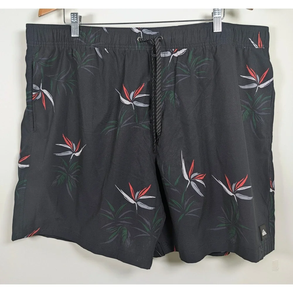 Quiksilver Mens Board Shorts Floral Bird of Paradise Black XXL